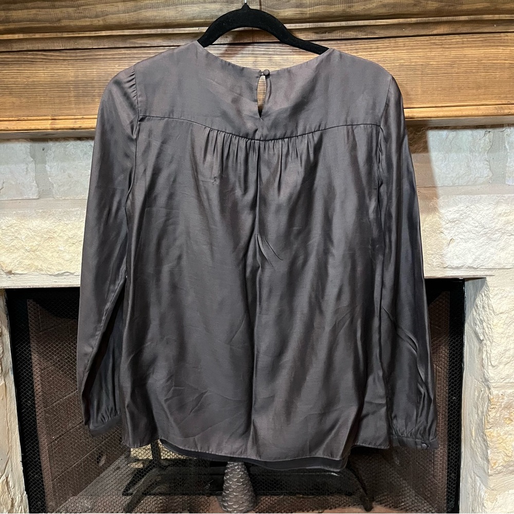 Boden Dark Gray long sleeve silk blend blouse - Picture 7 of 10